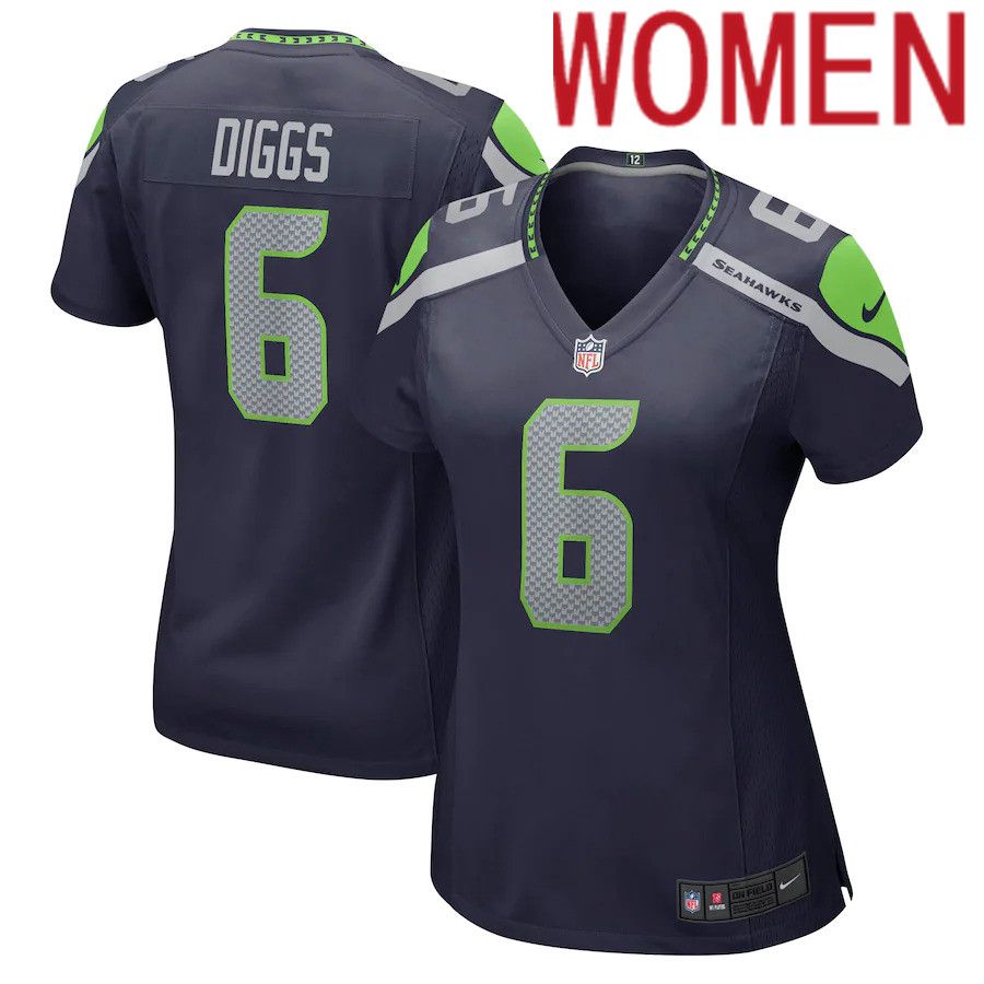 Women Seattle Seahawks #6 Quandre Diggs Nike College Navy Player Game NFL Jersey->women nfl jersey->Women Jersey
